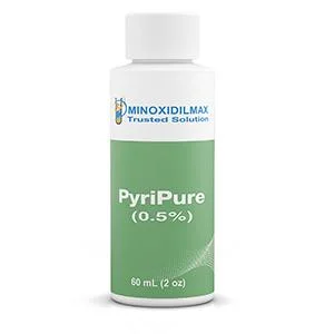 Bottle of PyriPure topical 0.5% pyrilutamide for hair loss