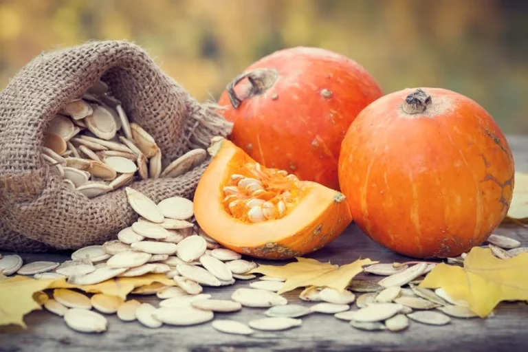 Cut up pumpkin showing the seeds