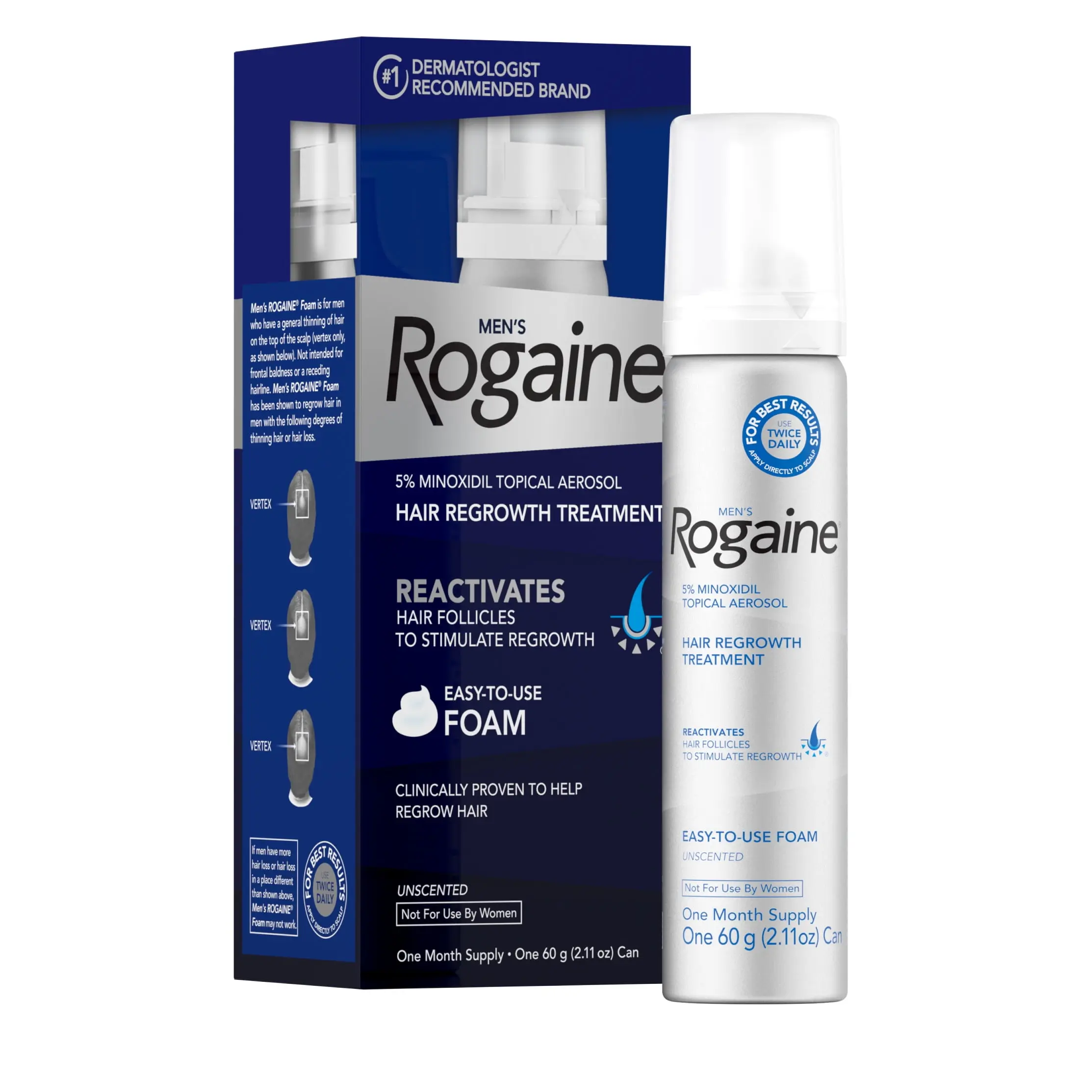 box of rogaine (minoxidil) for FDA approved hair loss treatment of androgenetic alopecia