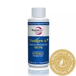 Bottle of Dualgen-15 topical 15% minoxidil and finasteride