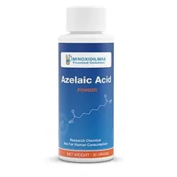 Bottle of azelaic acid powder to mix your own hair loss solution