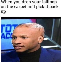 Bald meme with lollipop haircut laughter