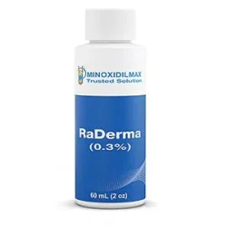 Bottle of RaDerma or 0.3% retinoic acid solution to treat hair loss