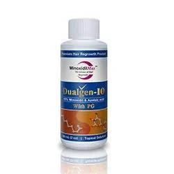 Bottle of Dualgen-10 topical 10% minoxidil