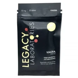 Package of 50mg Viagra tablets from Legacy Laboratories